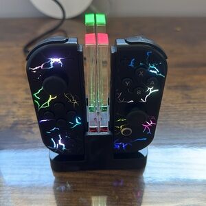 Nintendo Switch Lighted Joy Con Controllers & Joy Con Comfort Grips & Charger